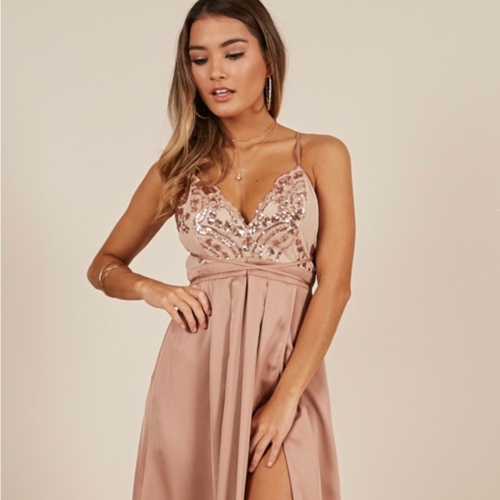 Showpo Fix You Maxi Dress in Beige